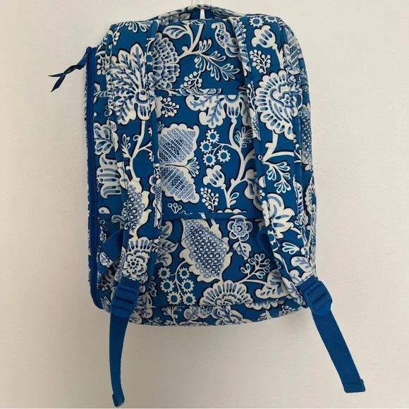 Vera Bradley Blue Paisley Backpack White School Adult Teen College Laptop Pocket - Picture 2 of 14